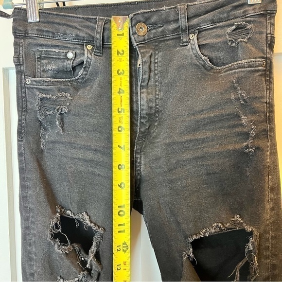 H&M Jeans Women’s Size 28 Black Denim Skinny Ankle High Waist Ripped Belt Loops - Picture 11 of 12